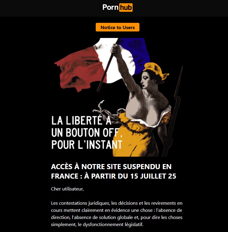Pornhub message restriction