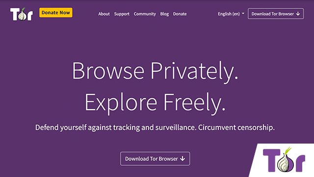 Capture d'écran du site Web Tor avec logo ajouté dans le coin