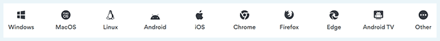 Screenshot delle piattaforme supportate da NordVPN