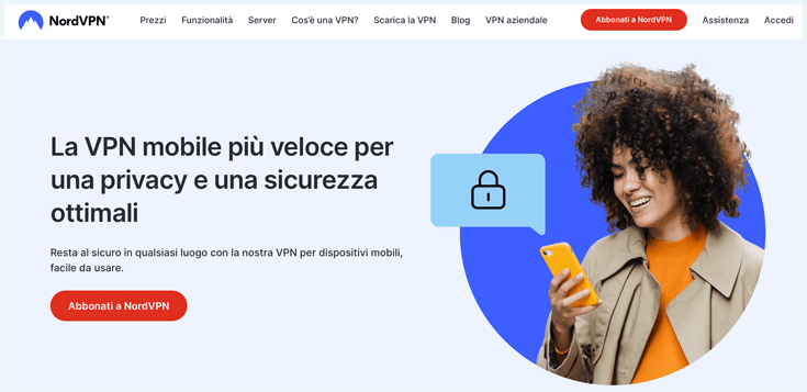 Screenshot di NordVPN per scaricare l'app mobile