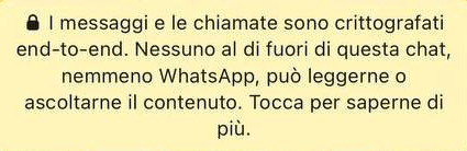 Messaggio di crittografia end-to-end di WhatsApp