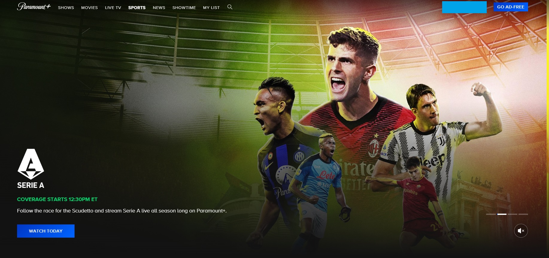 Paramount Plus Screenshot con Serie A
