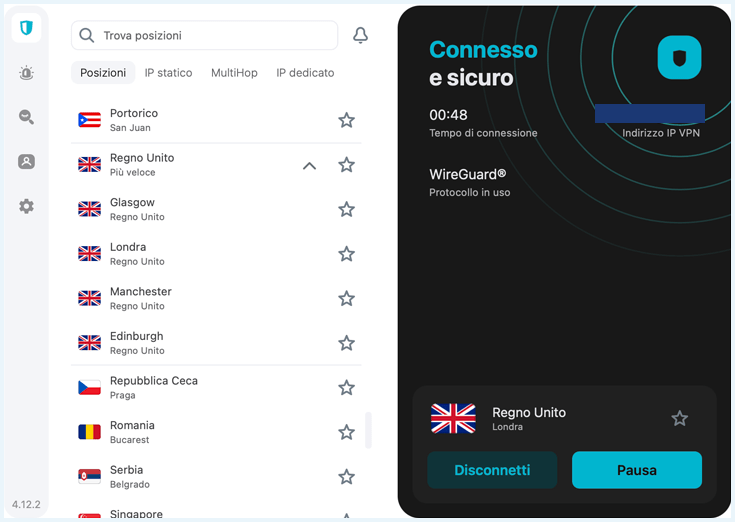 Server del Regno Unito di Surfshark
