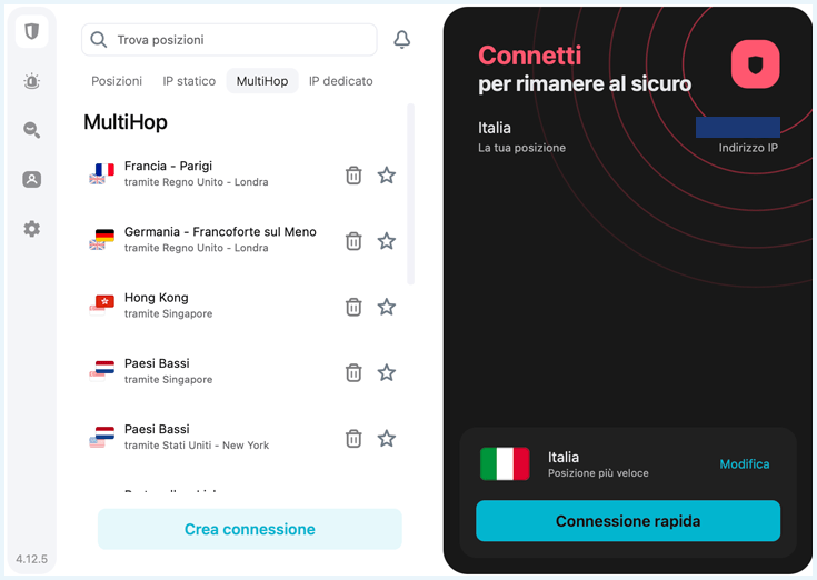 Surfshark screenshot del MultiHop