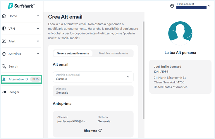 Come creare una email temporanea con Surfshark One