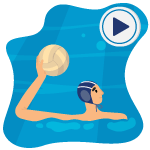 Giocatore di pallanuoto con icona del tasto play