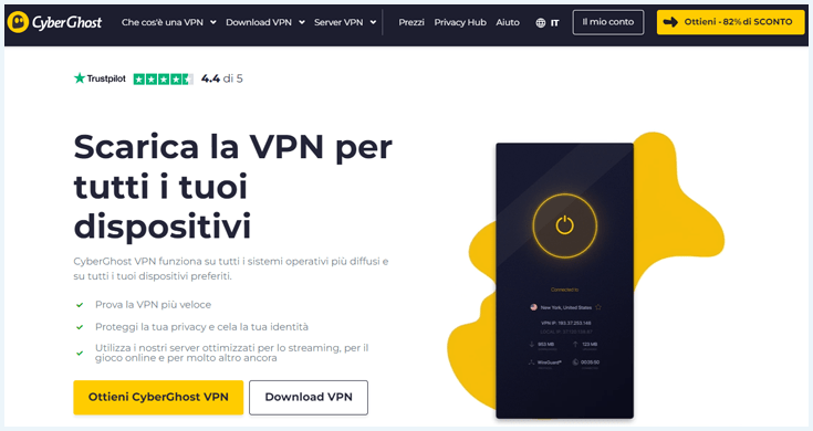 Scarica CyberGhost VPN sui tuoi dispositivi