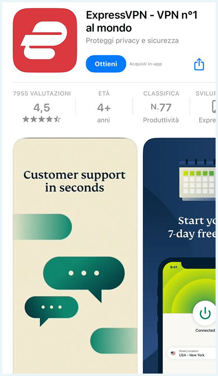 App ExpressVPN dall'App Store