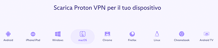 Sistemi operativi e dispositivi su cui è disponibile ProtonVPN