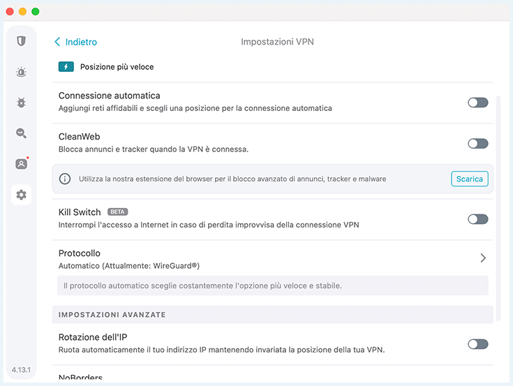 Opzione kill switch di Surfshark VPN