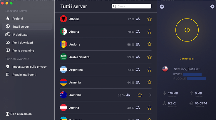 Elenco completo dei server di CyberGhost VPN