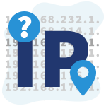 IP con punto interrogativo e icona della posizione