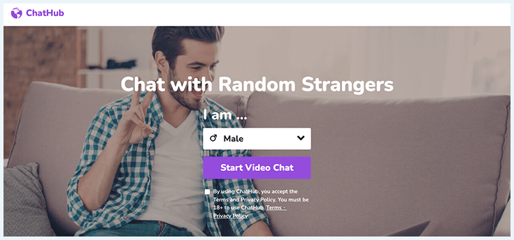 Página inicial do ChatHub, um dos sites igual o Omegle