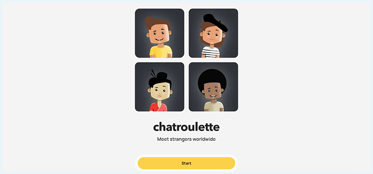 Página inicial do Chatroulette, um dos sites tipo Omegle