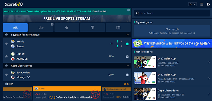 Score808TV para assistir futebol ao vivo gratis