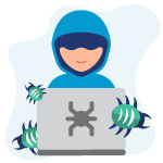Hackers têm acesso ao histórico de pesquisa do Google e podem inserir malware no computador. Ilustração de um hacker inserindo malware em um computador