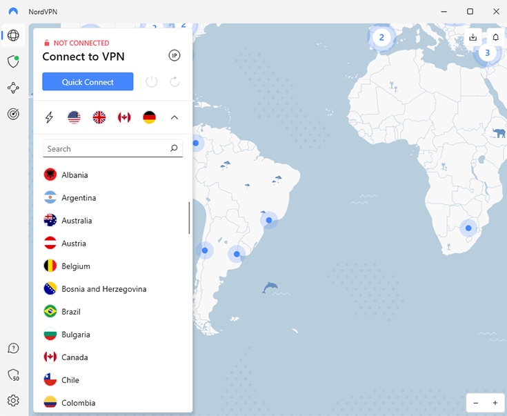 captura de tela dos servidores da nordvpn excelente vpn para ver formula indy hoje