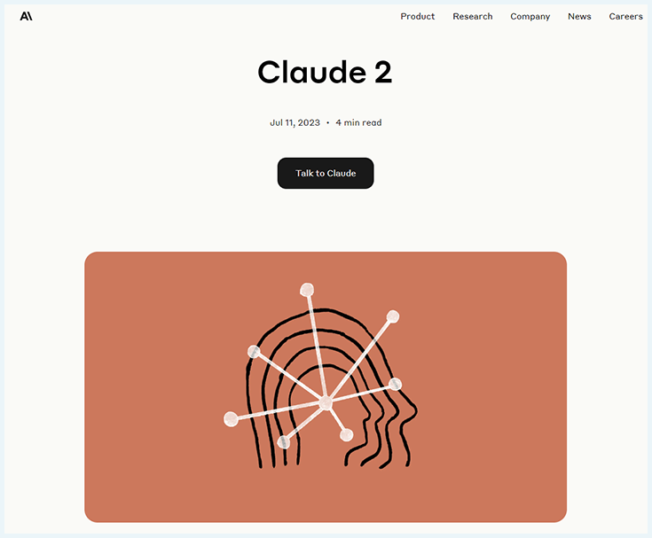 captura de tela da página inicial do teste beta do chatbot Claude 2 AI disponível em inglês