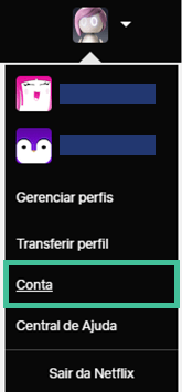 menu netflix de gerenciamento de conta