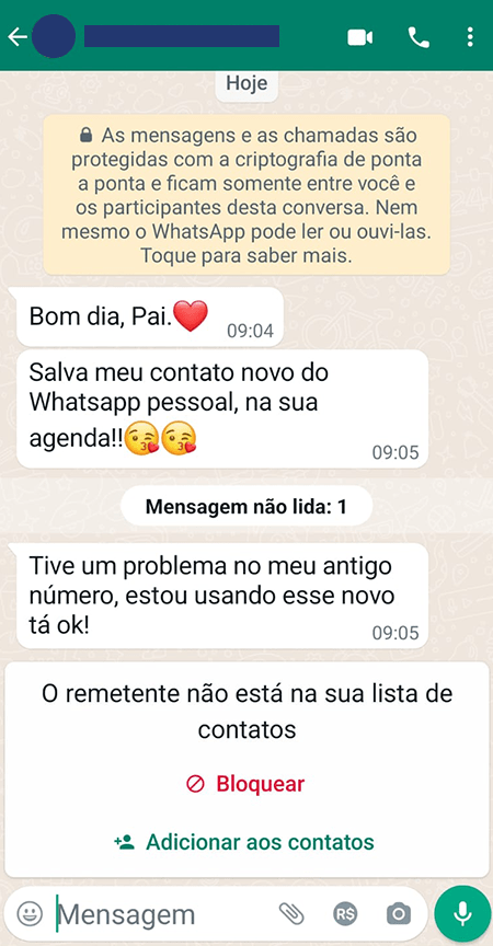 captura de tela que mostra uma fraude WhatsApp com emojis