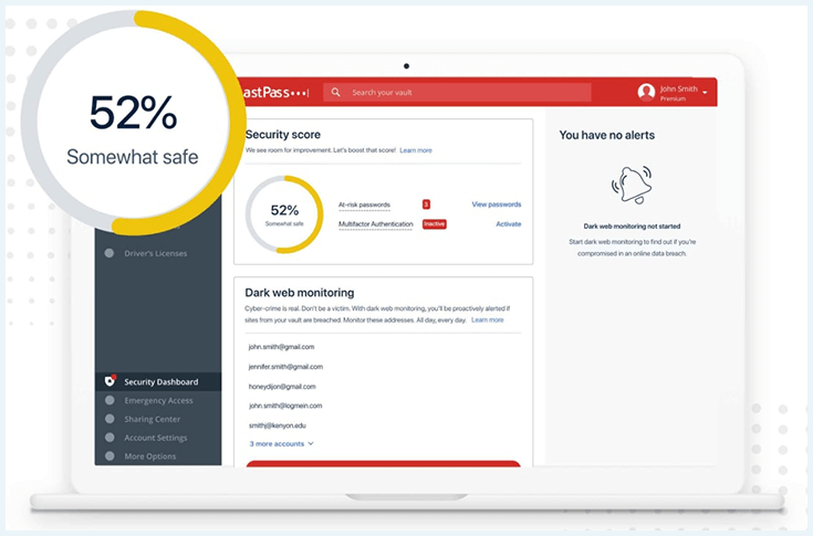 LastPass, alternativa ao relatório da dark web google one