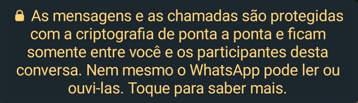 mensagem padrão whatsapp criptografia ponta a ponta português