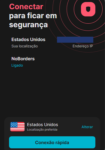 Captura de tela do botão Alterar no app da Surfshark para assistir Rebelde Mexico online hd