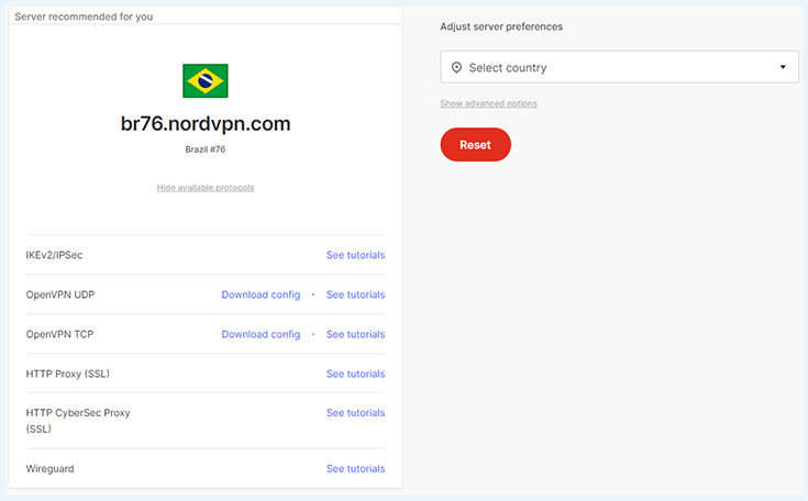 página do site da NordVPN com recomendações de servidores de VPN router