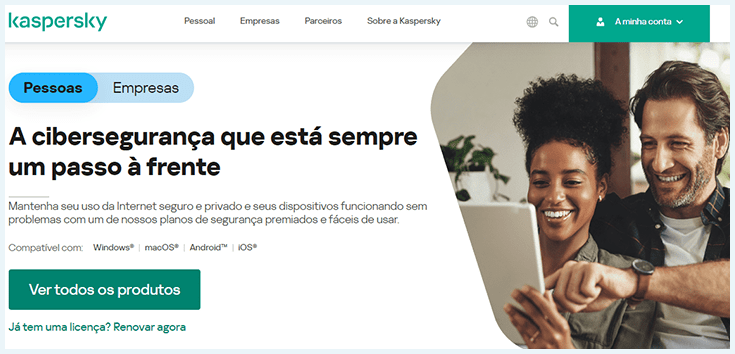 captura de tela do site em português do kaspersky antivírus