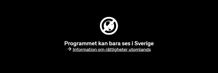 Skärmbild av SVT Play-hemsidan som visar begränsning av innehåll
