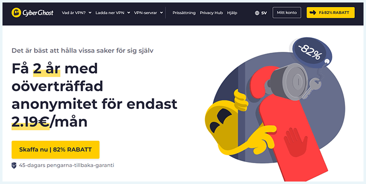 En skärmbild av landningssidan på CyberGhosts webbplats