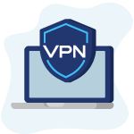 Icona dello scudo VPN su un portatile scuro