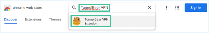 Step 1: Search for the TunnelBear VPN Extension in the Chrome Web Store