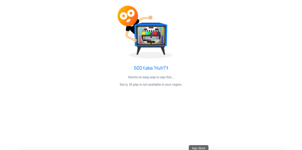 10Play's error message due to geographical restrictions