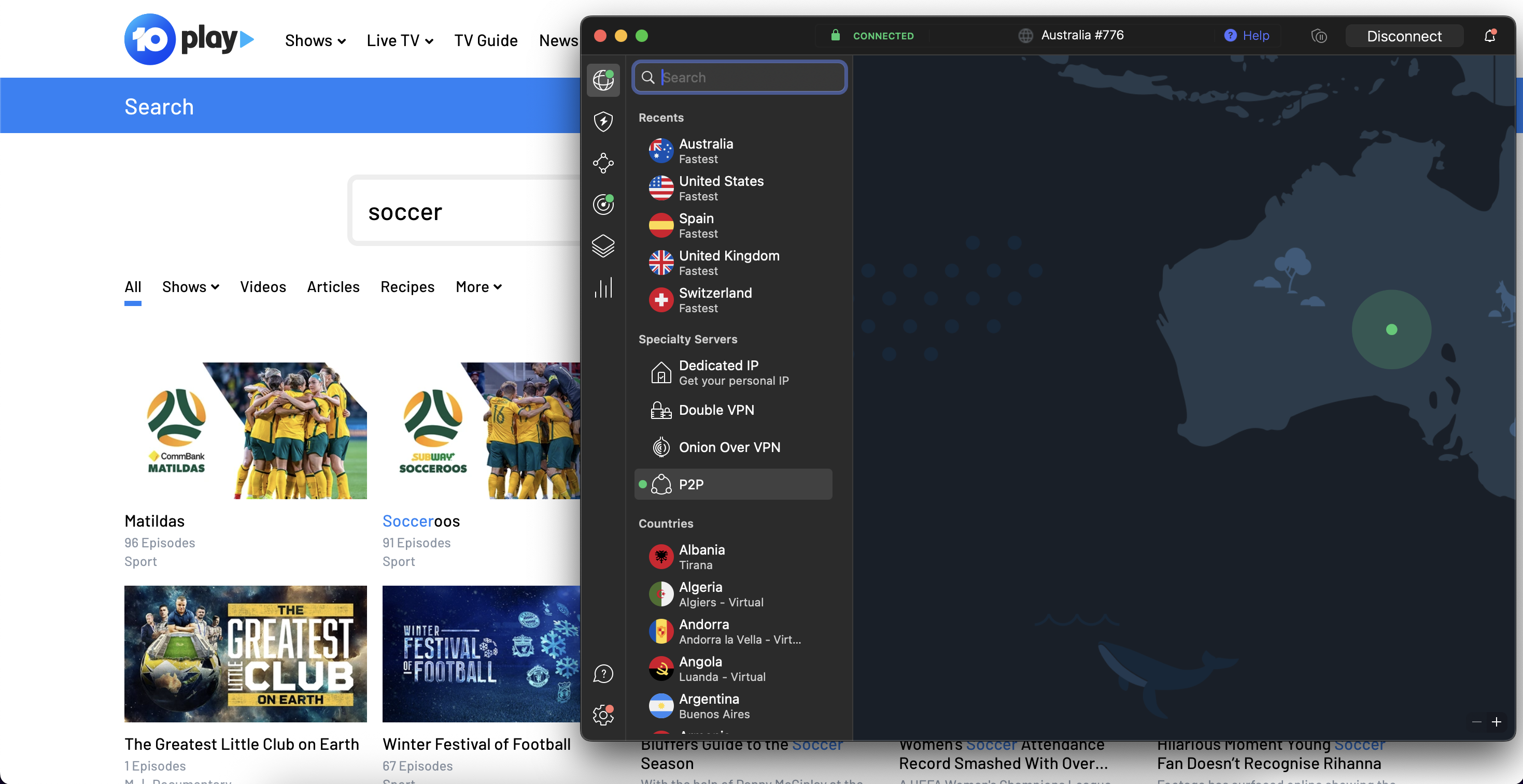 Free soccer on 10Play
