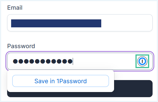 A screenshot of 1Password's autofill feature.
