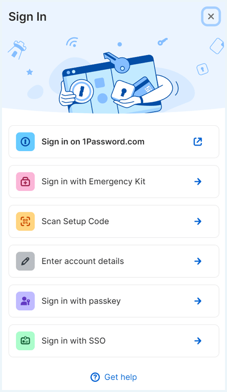 A screenshot of different sign-in options.