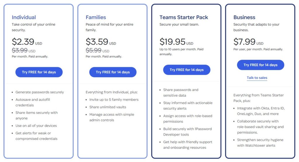 1Password Black Friday Deals 2025 plans pricing