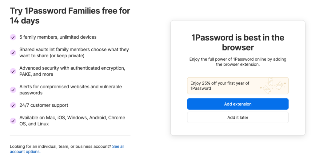 1Password official page