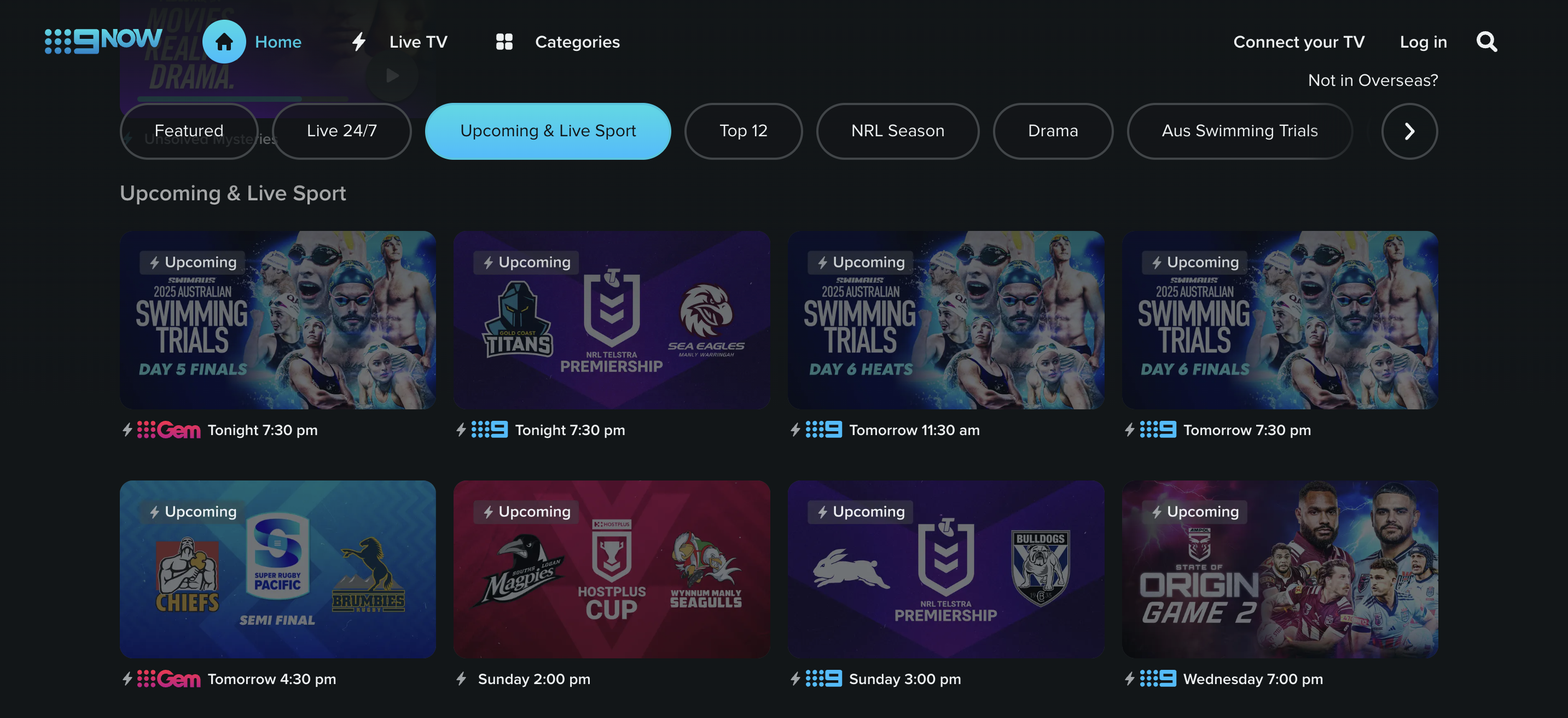 Use 9Now to stream free football