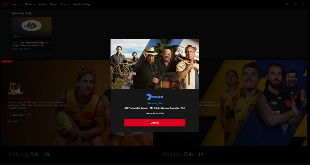 AFL Origin Western Australia v Vict 7Plus