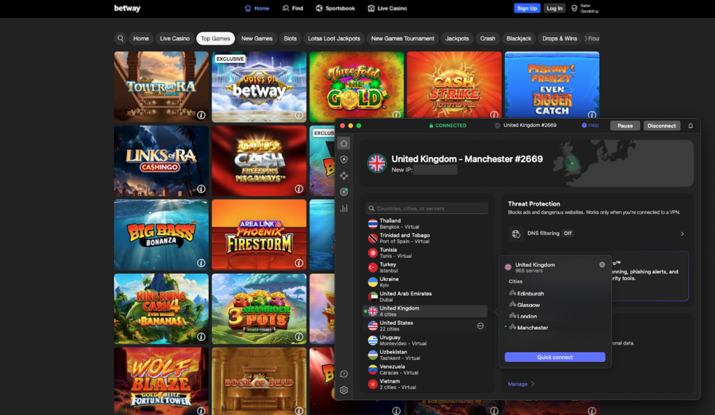 Betway unblocked with NordVPN