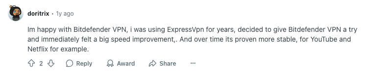Bitdefender VPN Reddit opinion