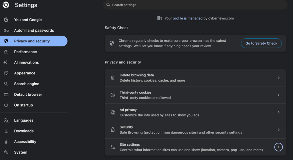 Block push notifications from your browser