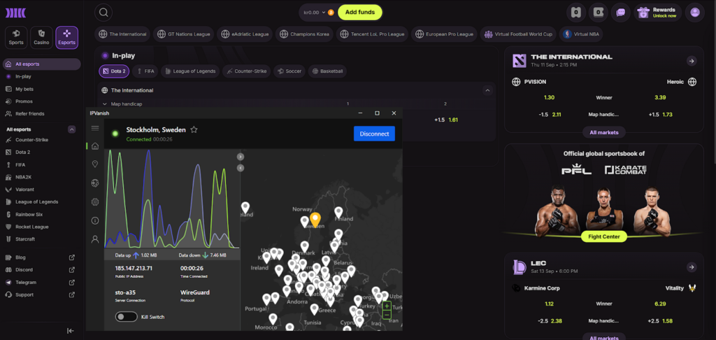 Cloudbet working with IPVanish