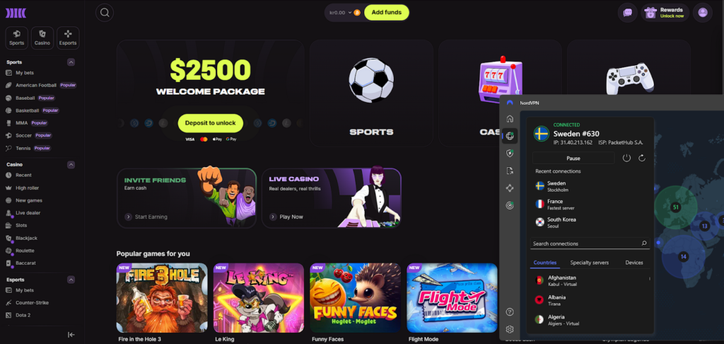 Cloudbet working with NordVPN