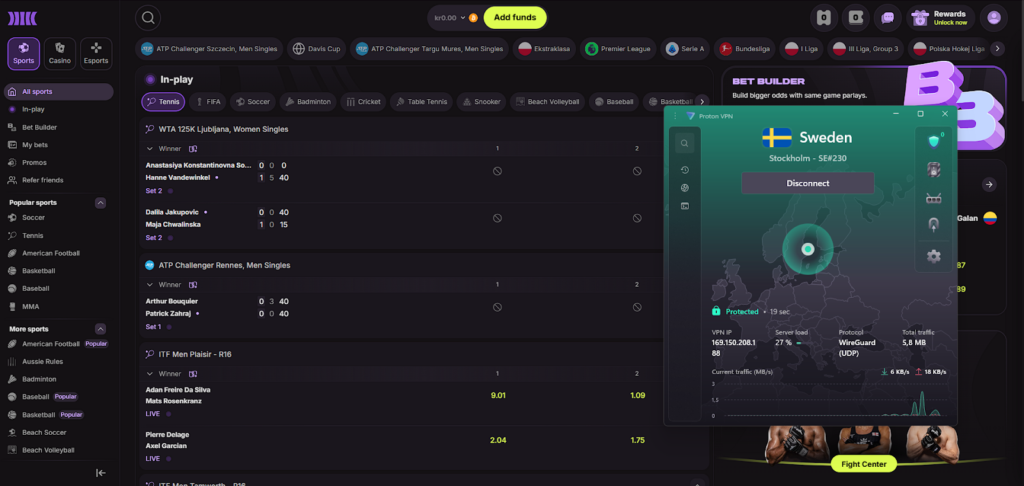 Cloudbet working with Proton VPN