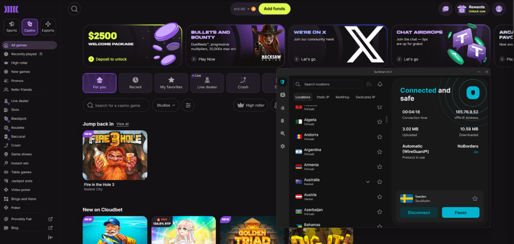 Cloudbet working with Surfshark