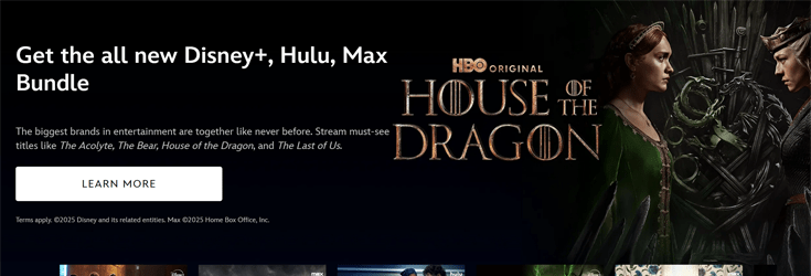 Screenshot of the Disney Plus homepage