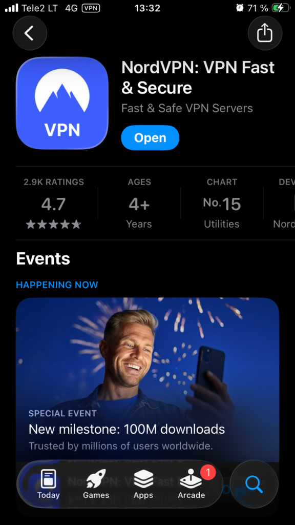 Download NordVPN from the Apple App Store to access Sora 2
